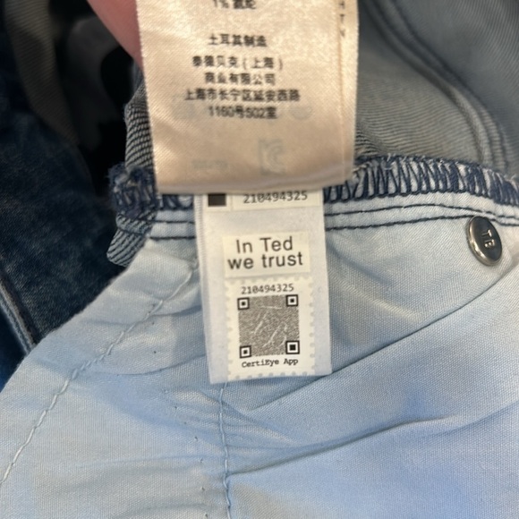 Ted Baker Morgani Straight Leg Blue Denim Jeans Raw Hem - Picture 12 of 15